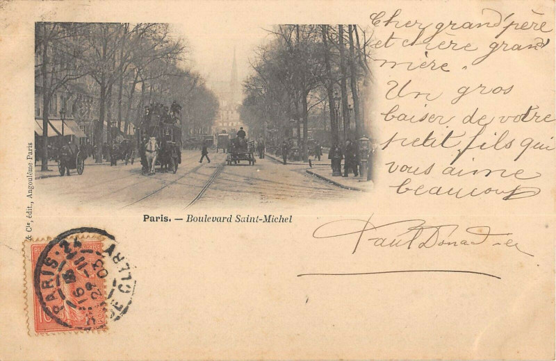 Carte postale ancienne Paris Boulevard Saint-Michel à Paris