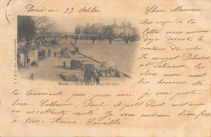 Carte postale ancienne Paris La Seine Au Pont Des Arts à Paris