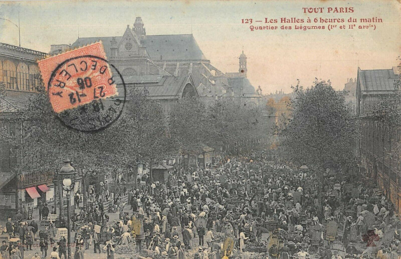 Carte postale ancienne Tout Paris Les Halles A 6 heures Du Matin Quartier Des Legumes à Paris