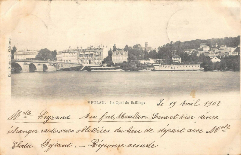 Carte postale ancienne Meulan Le Quai Du Bailliage
