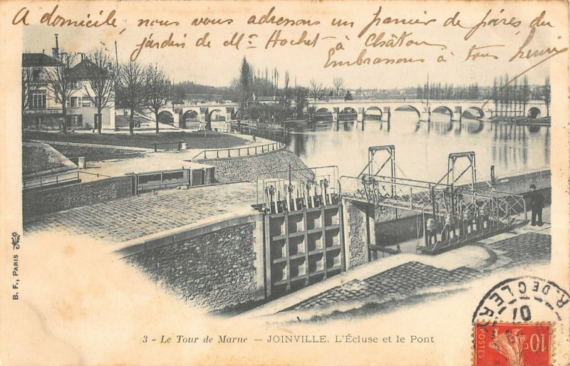 Carte postale ancienne Le Tour De Marne Joinville L'Ecluse Et Le Pont
