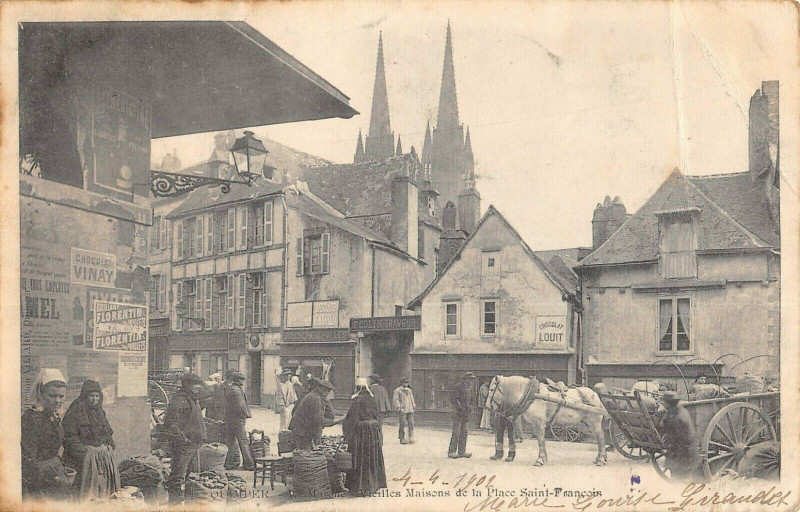 Carte postale ancienne Quimper Le Marche à Quimper