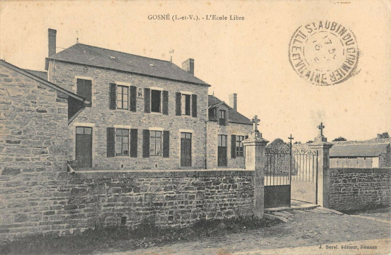 Carte postale ancienne Gosne Ecole Libre à Gosné