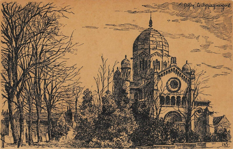 Carte postale ancienne Dijon La Synagogue Cpa Illustrateur Rare à Dijon