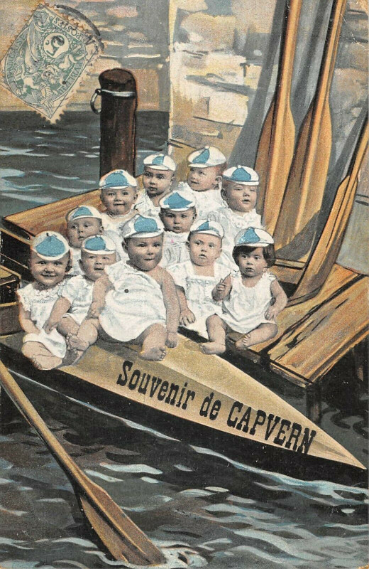 Carte postale ancienne Souvenir De Capvern (bébé multiples à Capvern