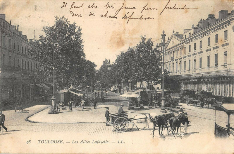 Carte postale ancienne Toulouse Les Allees Lafayette à Toulouse