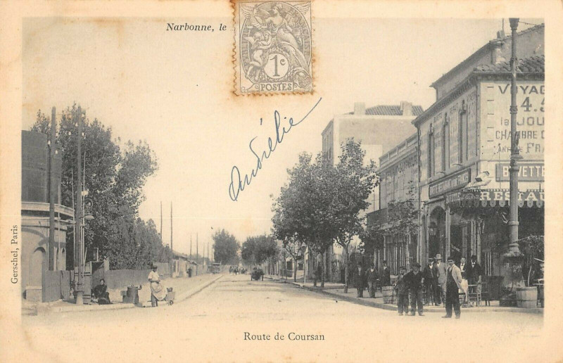 Carte postale ancienne Narbonne Route De Coursan à Narbonne