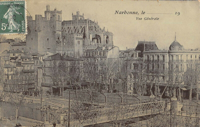 Carte postale ancienne Narbonne Vue Generale (cpa émaillée à Narbonne