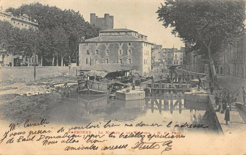 Carte postale ancienne Narbonne Le Moulin Et Les Ecluses à Narbonne