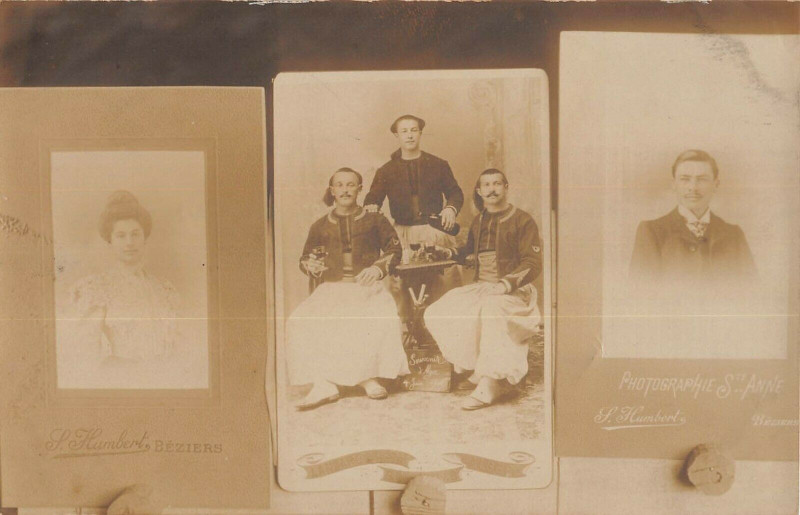 Carte postale ancienne Beziers Rare Carte Photo Faite Par Humbert Representant Des Zouaves à Béziers