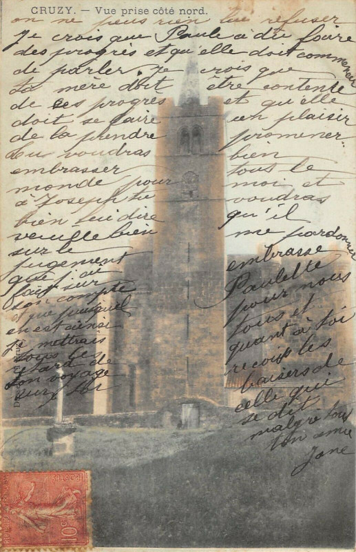 Carte postale ancienne Cruzy Vue Prise Cote Nord à Cruzy