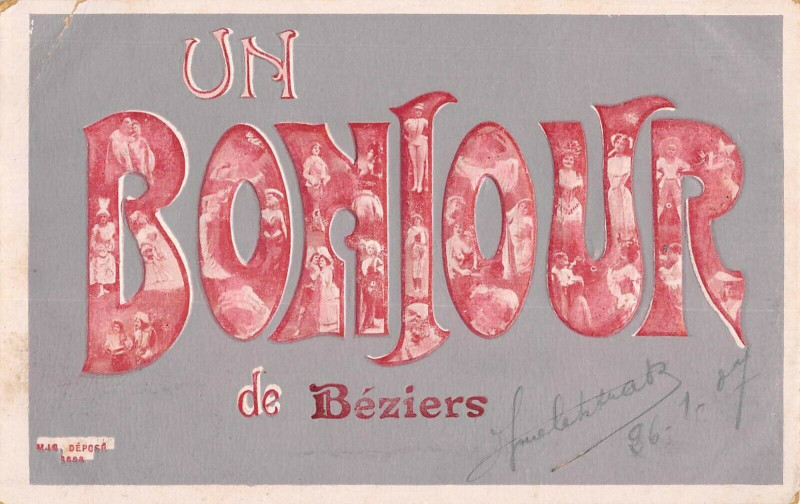 Carte postale ancienne Un Bonjour De Beziers à Béziers