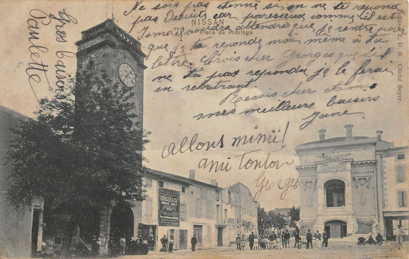 Carte postale ancienne Nissan Place De L'Horloge