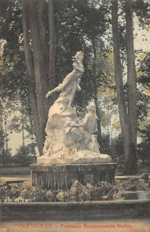 Carte postale ancienne Perpignan Fontaine Monumentale Belloc à Perpignan