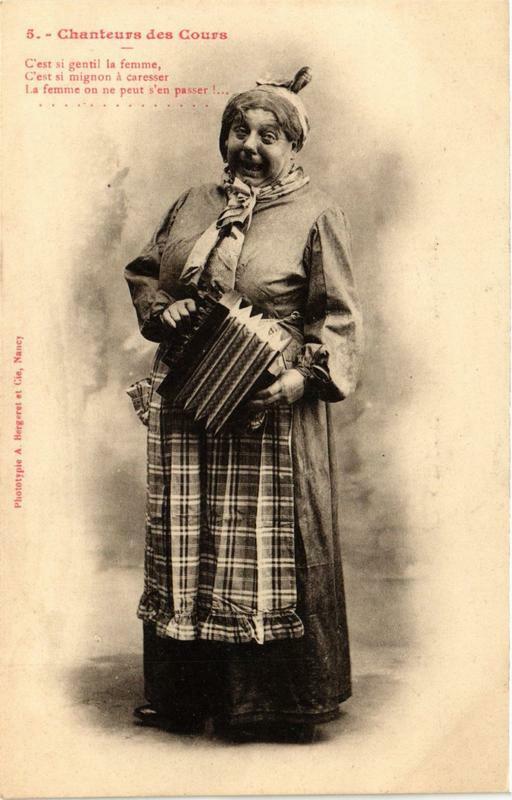 Carte postale ancienne Paris métiers. Chanteurs de cours à Paris