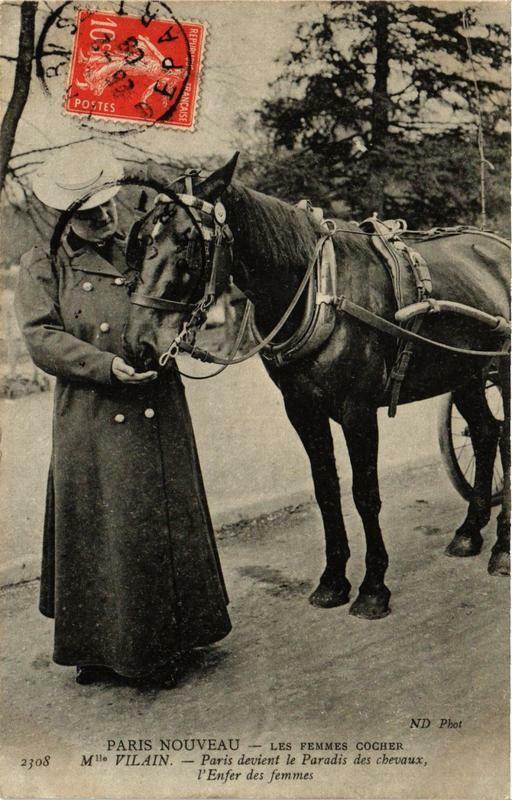 Carte postale ancienne Paris Nouveau Les Femmes Cocher. Mlle Vilain à Paris