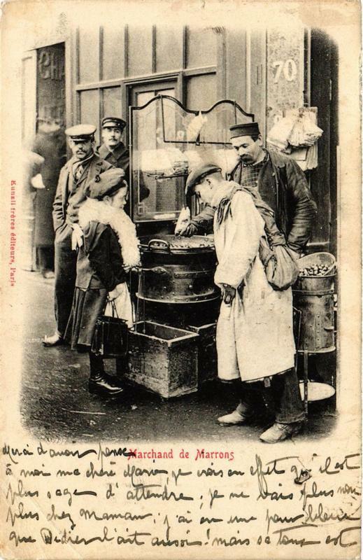 Carte postale ancienne Paris métiers. Le Marchand de Marrons à Paris