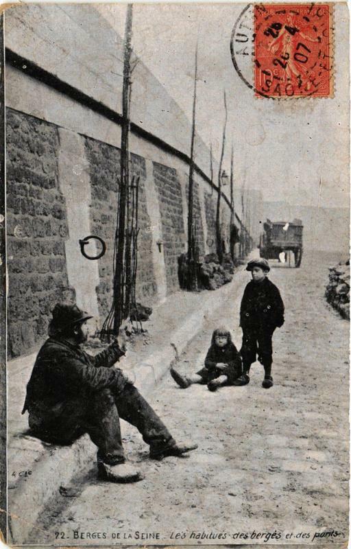 Carte postale ancienne Paris Berges de la Seine Les habitués des bergés à Paris