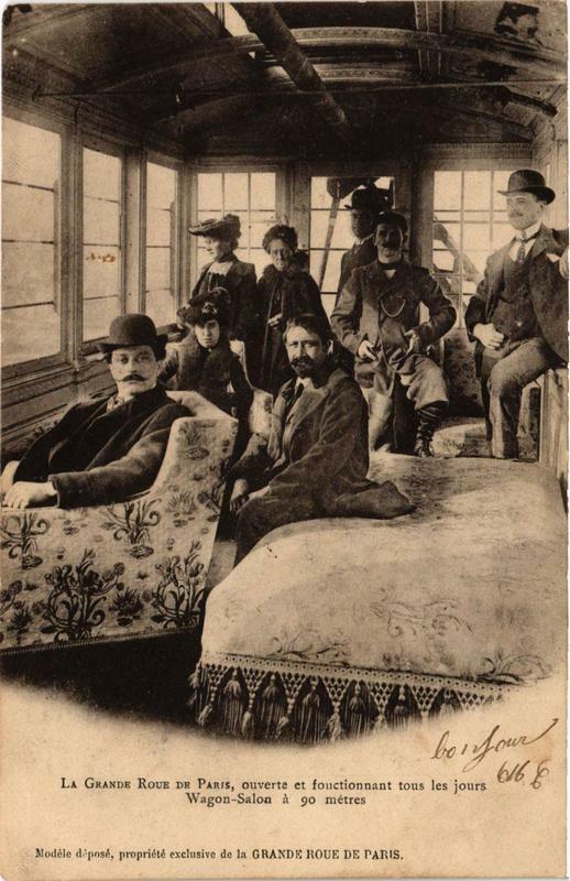 Carte postale ancienne La Grande Roue de Paris - Wagon-Salon à Paris 7e