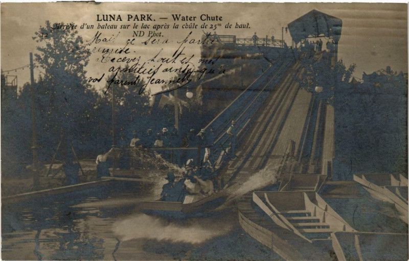 Carte postale ancienne Luna Park - Water Chute à Paris 17e