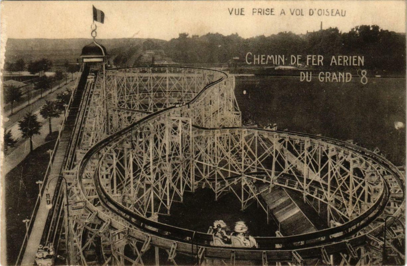 Carte postale ancienne Chemin de fer Aerien du Grand 8 à Nancy