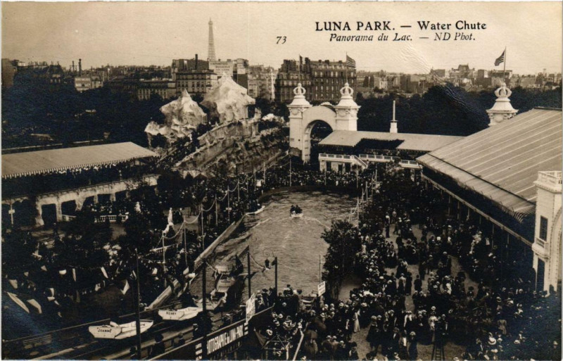 Carte postale ancienne Luna Park - Water Chute à Paris 17e