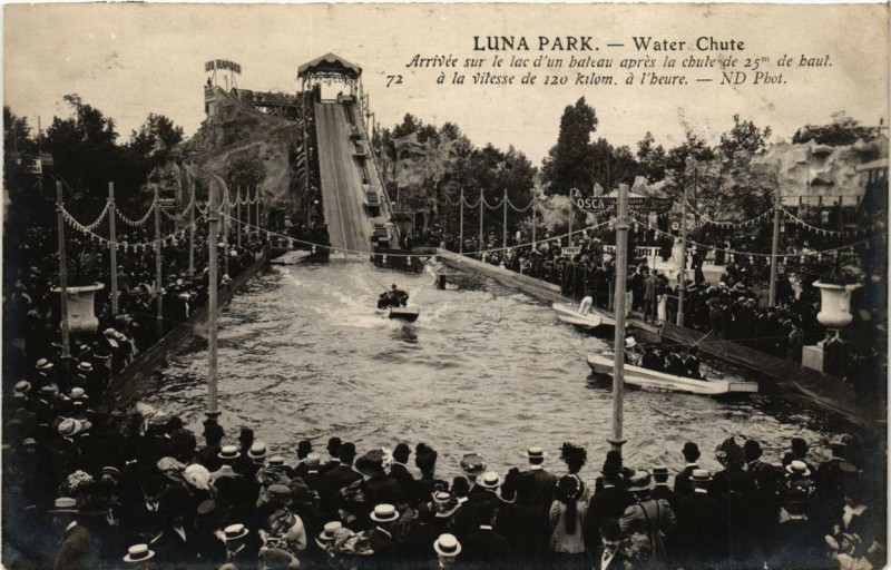 Carte postale ancienne Luna Park - Water Chute à Paris 17e