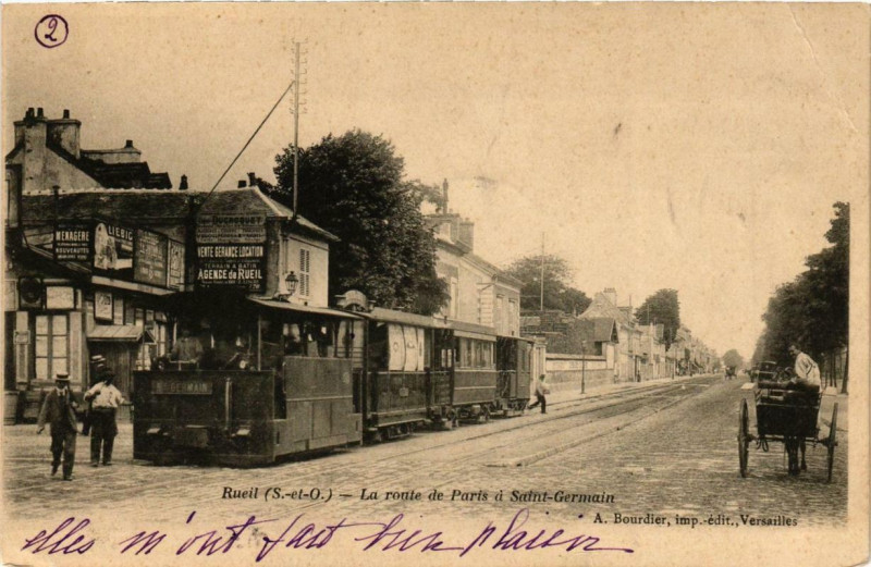Carte postale ancienne Paris Rueil La route de Paris a Saint-Germain à Paris