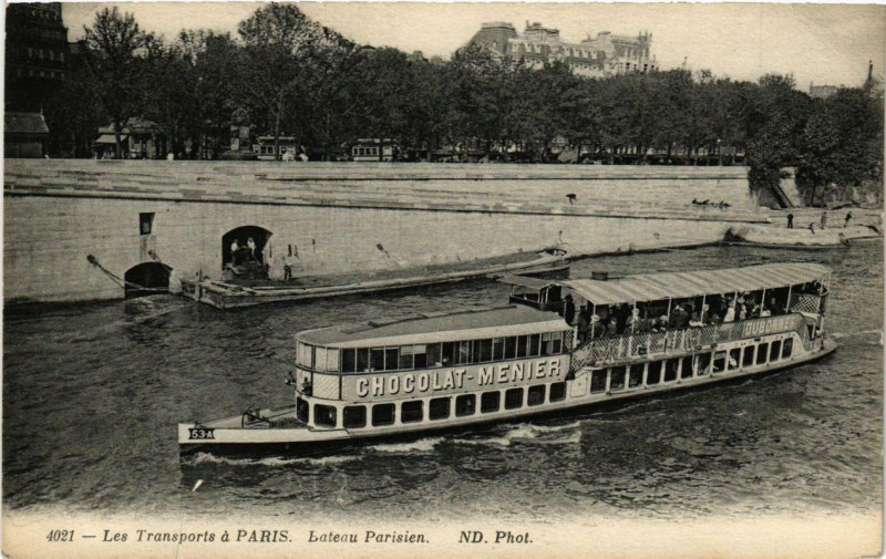 Carte postale ancienne Les Transports a Paris Bateau Parisien à Paris