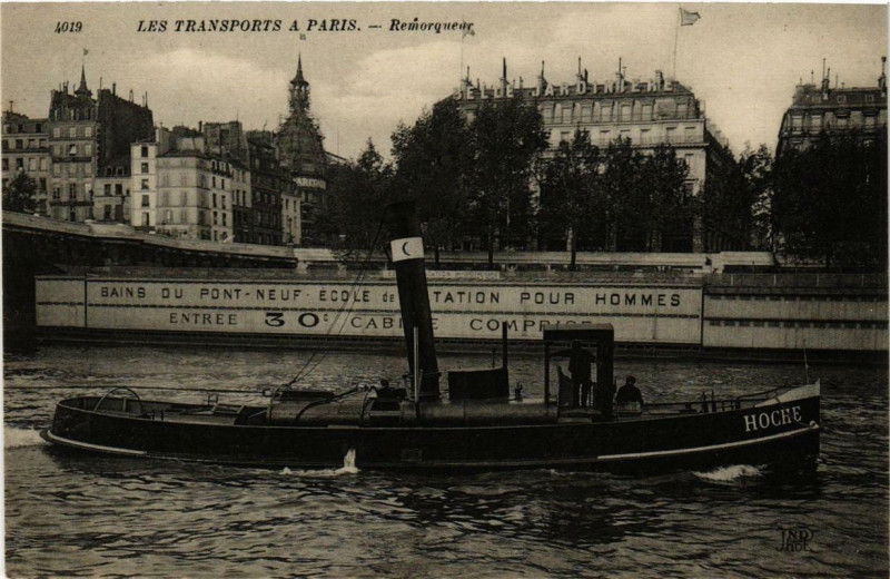 Carte postale ancienne Les Transports a Paris Remorqueur à Paris