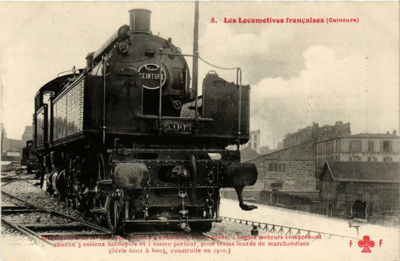 Carte postale ancienne Paris Les Locomotives. Ceinture. No. 6003 à Paris