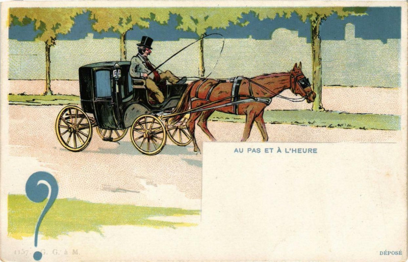 Carte postale ancienne Paris Au pas et a l'heure. Litho à Paris