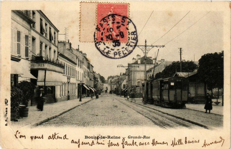 Carte postale ancienne Grande-Rue à Bourg-la-Reine