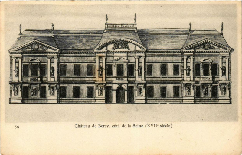Carte postale ancienne Paris 12e Chateau de Bercy coté de la Seine à Paris 12e