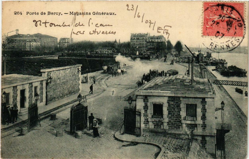 Carte postale ancienne Porte de Bercy - Magasins Généraux à Paris 12e