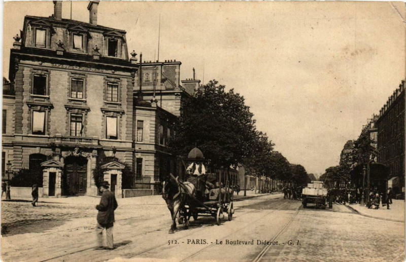 Carte postale ancienne Paris 12e Le Boulevard Diderot à Paris 12e