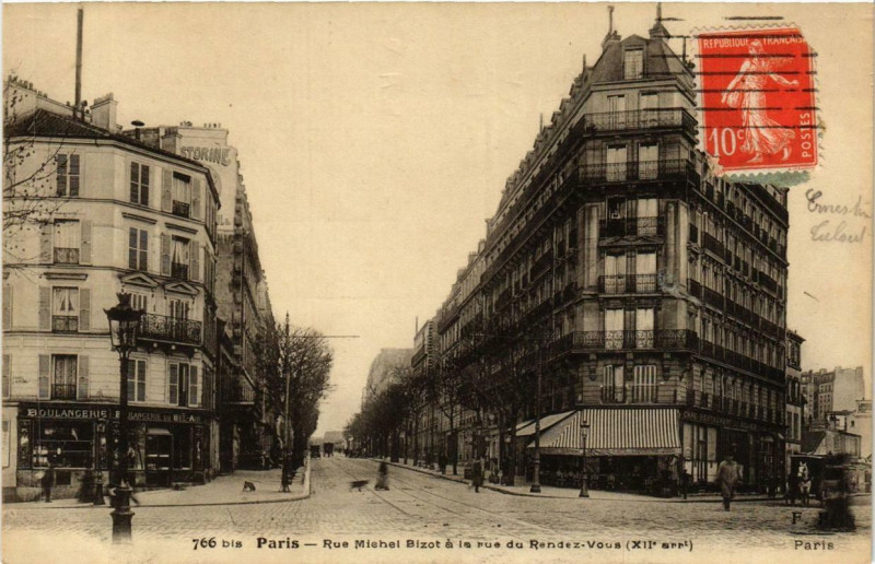 Carte postale ancienne Paris 12e Rue Michel-Bizot a la rue du Rendez-Vous F. Fleury à Paris 12e