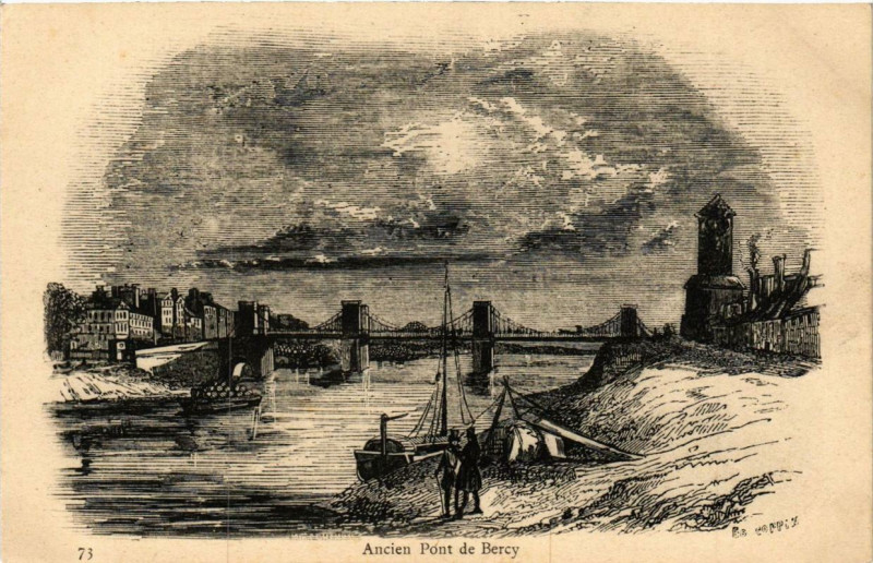Carte postale ancienne Paris 12e Ancien Pont de Bercy à Paris 12e