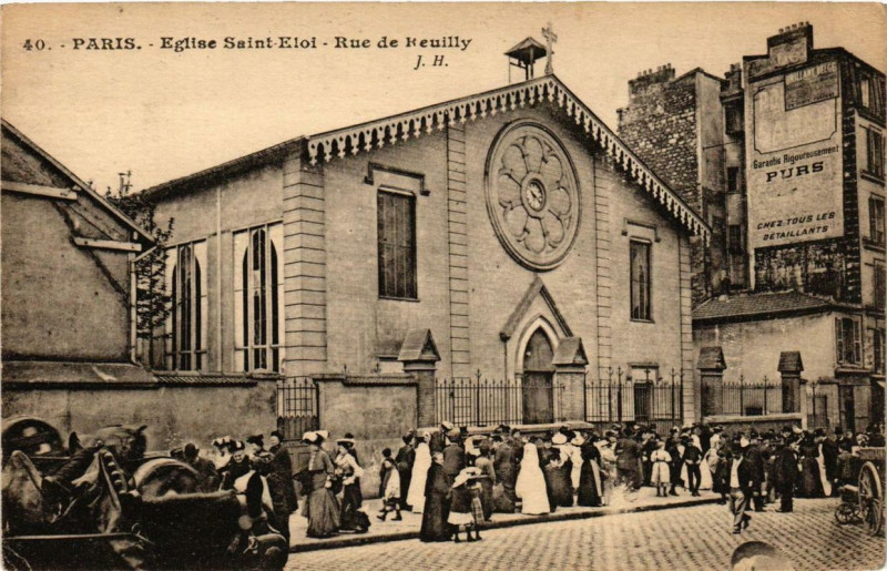 Carte postale ancienne Eglise Saint-Eloi - Rue de Reuilly à Paris 12e