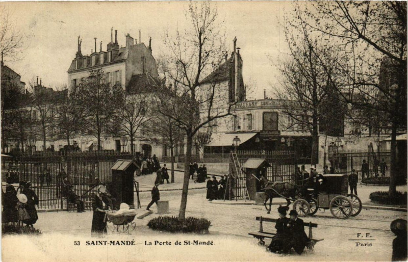 Carte postale ancienne Paris 12e Saint-Mande La Porte de Saint-Mandé F. Fleury à Paris 12e