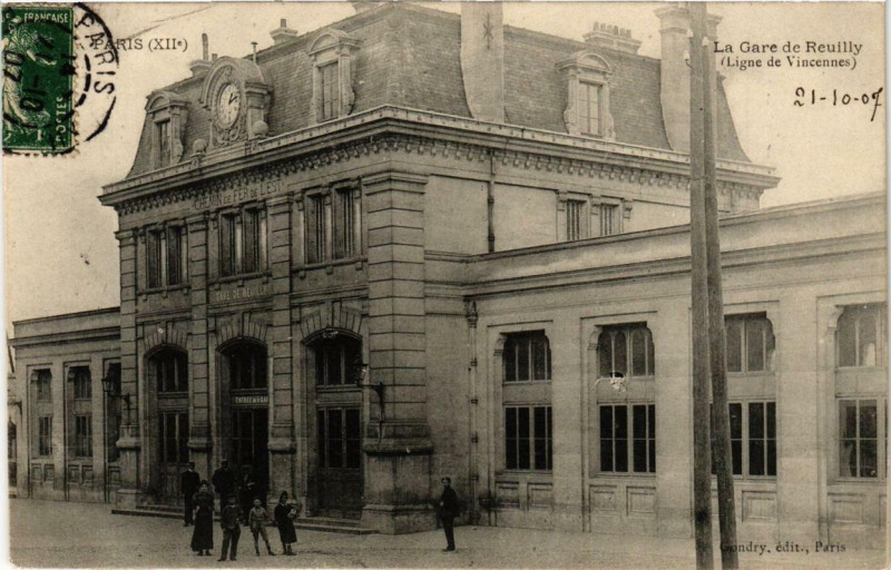 Carte postale ancienne Paris 12e La Gare de Reuilly Ligne de Vincennes à Paris 12e