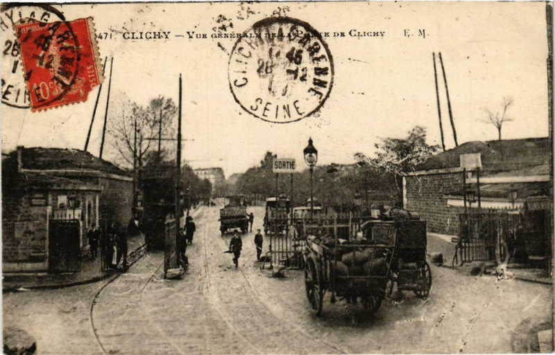 Carte postale ancienne Vue générale de la Porte de Clichy à Paris 17e