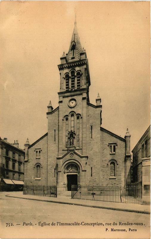 Carte postale ancienne Paris 12e Eglise de l'Immaculée Conception Rue du Rendez-Vous à Paris 12e