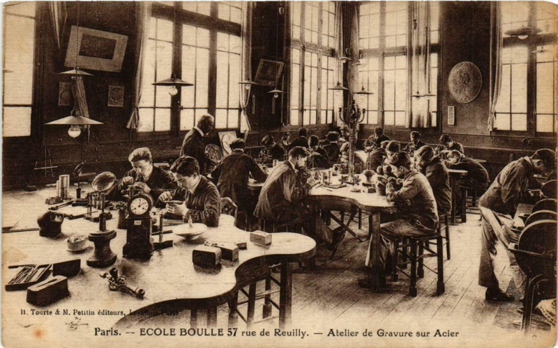 Carte postale ancienne Ecole Boulle 57 Rue de Reuilly - Atelier de Gravure sur Acier à Paris 12e