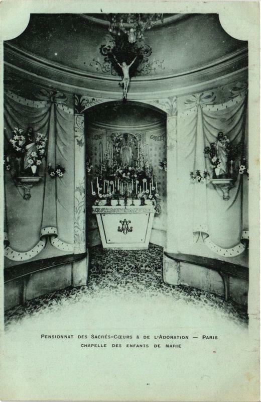 Carte postale ancienne Paris 12e Pensionnat des Sacrés-Coeurs de l'Adoration Chapelle à Paris 12e