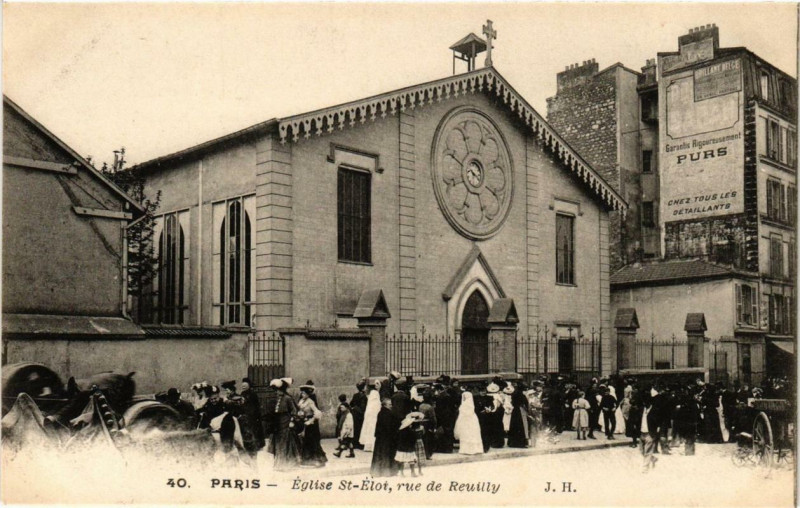 Carte postale ancienne Eglise Saint-Eloi - Rue de Reuilly à Paris 12e