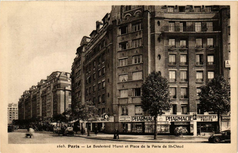 Carte postale ancienne Le Boulevard Murat et Place de la Porte de Saint-Cloud à Paris 16e