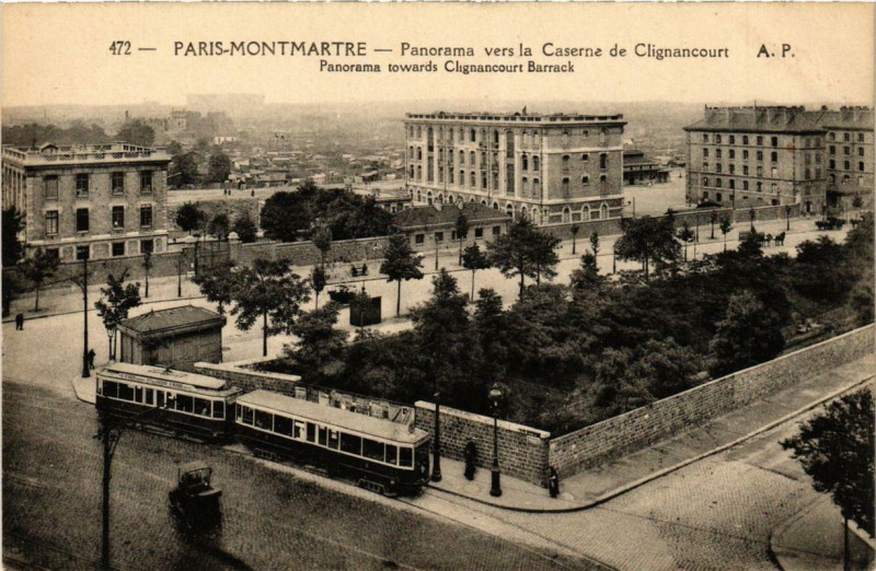 Carte postale ancienne Montmartre - Panorama vers la Caserne de Clignancourt à Paris 18e