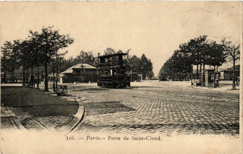Carte postale ancienne Porte de Saint-Cloud à Paris 16e