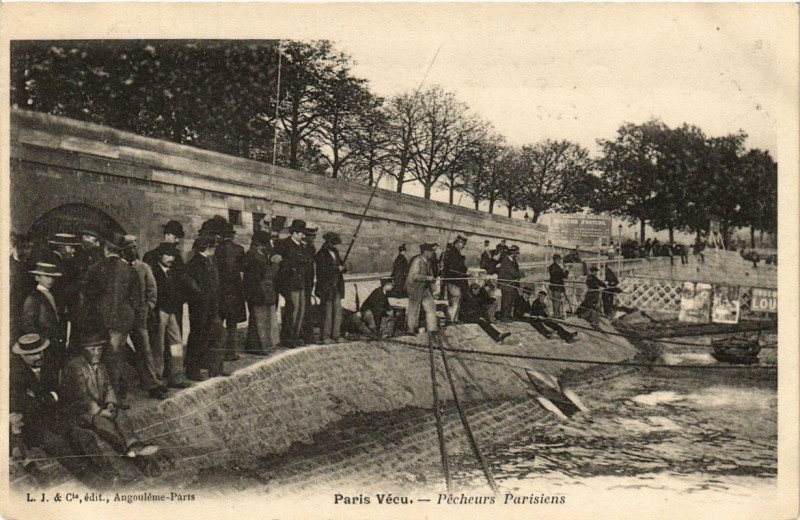 Carte postale ancienne Paris Vécu. Pecheurs Parisiens à Paris